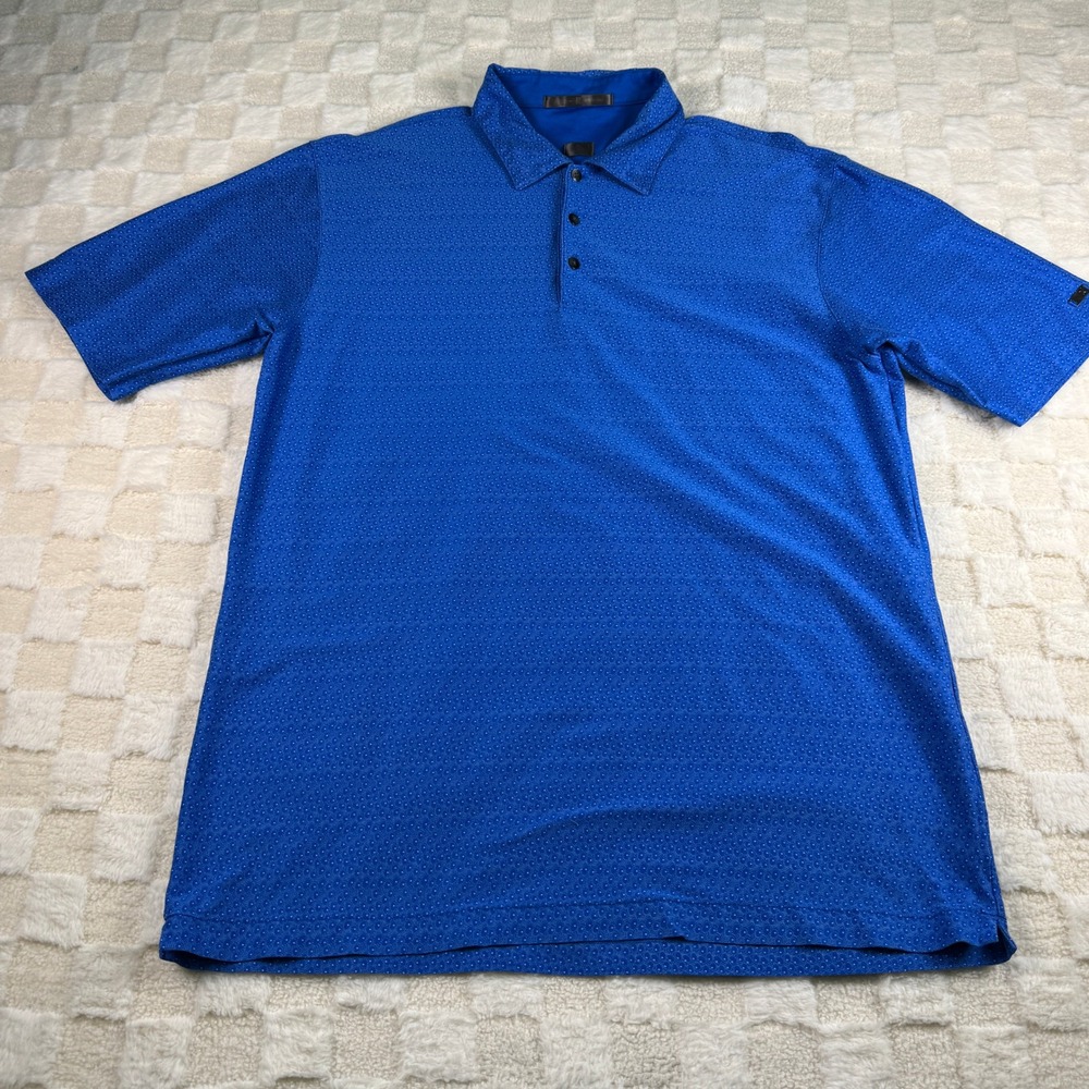 Tiger Woods Collection Mens‎ Blue Micro Dot Golf Polo Shirt Large